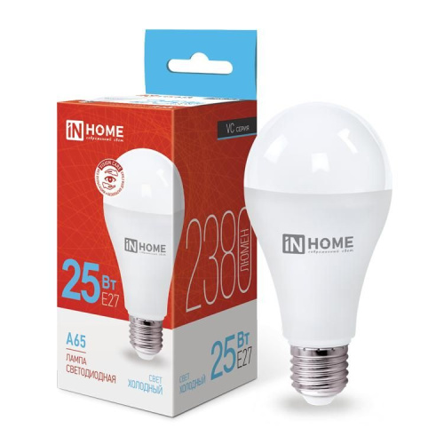 Лампа светодиодная LED-A65-VC 25Вт 230В Е27 6500К 2250Лм IN HOME