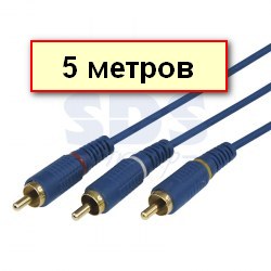 Шнур  3х3 RCA  5М  синий  gold  REXANT