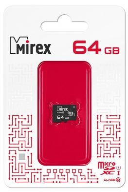 Карта памяти MIREX micro SDXC 64Gb (UHS-I, Class 10) б/а