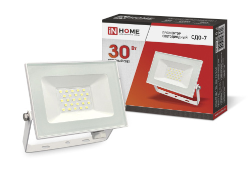 Прожектор светодиодный СДО-7 30Вт 230В 6500К IP65 ( БЕЛЫЙ ) IN HOME
