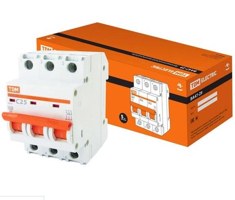 Автоматический выключатель  ВА47-29 3Р 25А 4,5кА х-ка С TDM SQ0206-0111