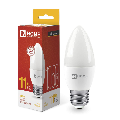 Лампа светодиодная LED-СВЕЧА-VC 11Вт 230В Е27 3000К 820Лм IN HOME