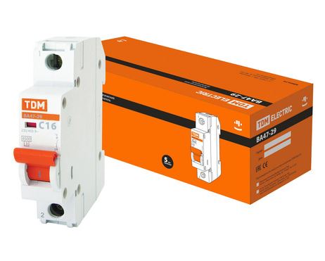 Автоматический выключатель  ВА47-29 1Р 16А 4,5кА х-ка С TDM SQ0206-0074