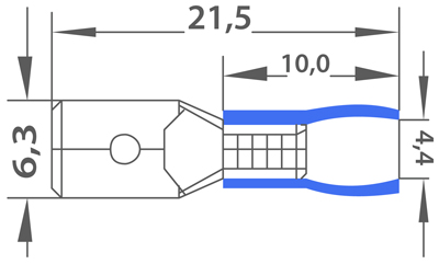 КЛЕММА ПЛОСКАЯ изолированная (штекер) 1.5-2.5мм² ( VM 2- 250 )  REXANT