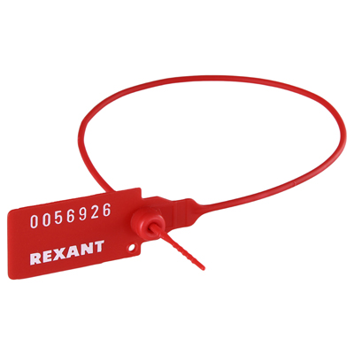 Пломба пластиковая, номерная, 320мм, красная REXANT