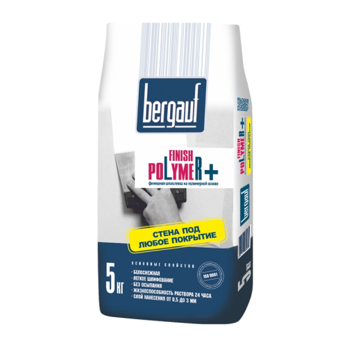 Шпаклевка полимерная финишная Bergauf Finish Polymer, 5 кг, тов-167973