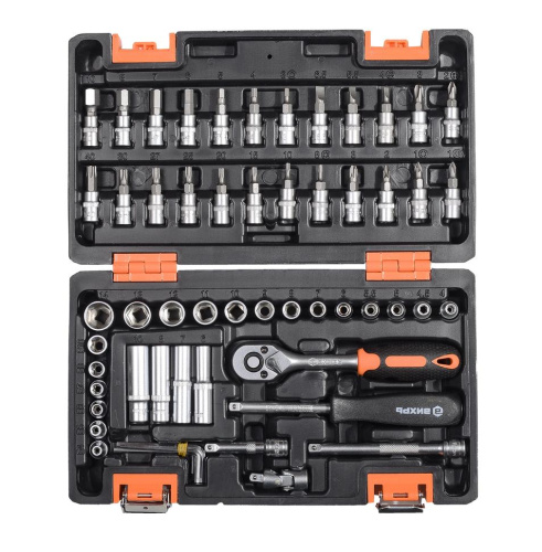 Набор инструментов, 1/4" , CrV, пластиковый кейс 57 предм 73/6/7/2 "ВИХРЬ"