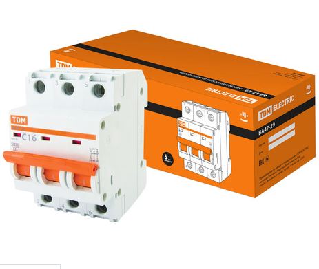 Автоматический выключатель  ВА47-29 3Р 16А 4,5кА х-ка С TDM SQ0206-0109