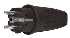 106-0400-105 Вилка однофазная 2Р+РЕ 1-16А (220-240), каучук