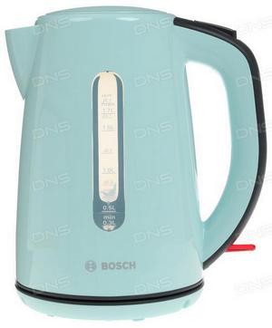 Электрочайник Bosch TWK7502 бирюзовый [пластик, 1.7 л, 2200 Вт, фильтр, скрытый нагревательный элемент]
