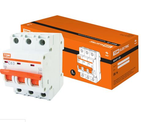 Автоматический выключатель  ВА47-29 3Р 63А 4,5кА х-ка С TDM SQ0206-0115