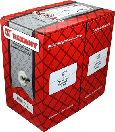 Кабель UTP  4PR  24AWG  CAT5e  305м  REXANT ( ЧИСТАЯ МЕДЬ !!! )
