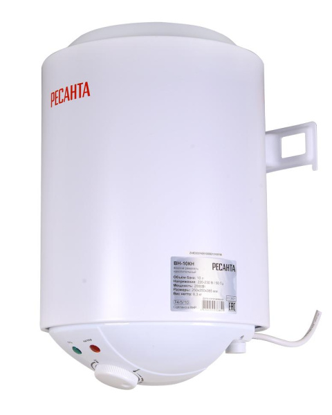 Водонагреватель накопительный круглый ВН-10КН Ресанта, 2000Вт, (над раковиной), 16 мин, 5 лет, 74/5/10