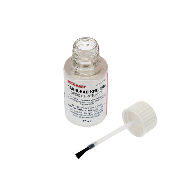 Флюс для пайки ПАЯЛЬНАЯ КИСЛОТА 25мл (с кисточкой) REXANT