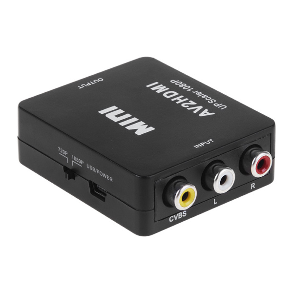 Конвертер 3 RCA на HDMI, пластик (вход RCA, выход HDMI), подключение видеомагнитофона к телевизору