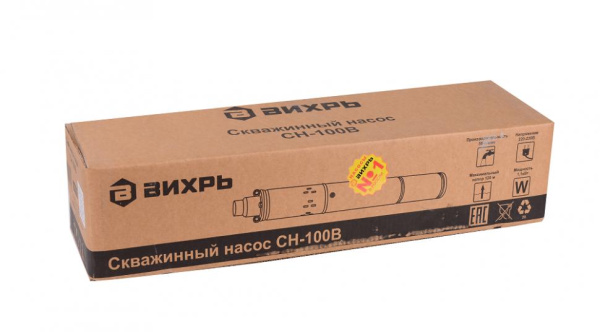 Скважинный насос "ВИХРЬ" СН-100B, ВИНТОВОЙ  (102мм, 1100Вт, 2400 л/час, 100 метров), 68/3/5