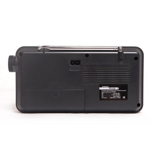 Радиоприемник "Сигнал РП-230", FM 88-108МГц, бат. 3*R20,220V,USB/microSD,диспл,часы,будил,6 мм шайба, 17836