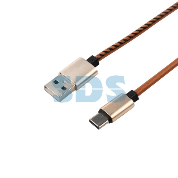 Кабель USB-Type-C /2A/leather/brown/1m/REXANT