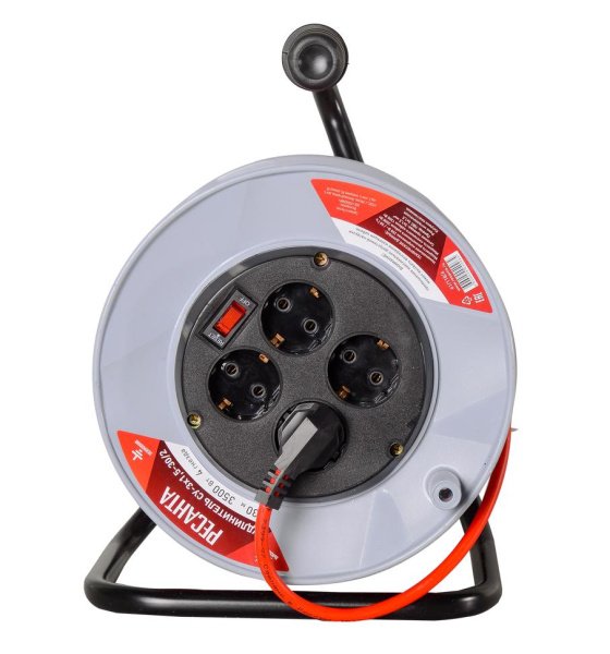 Удлинитель силовой на катушке, СУ-3х1,5-30/2, 3500Вт, (с выкл., 4 розетки) Ресанта, 61/118/6