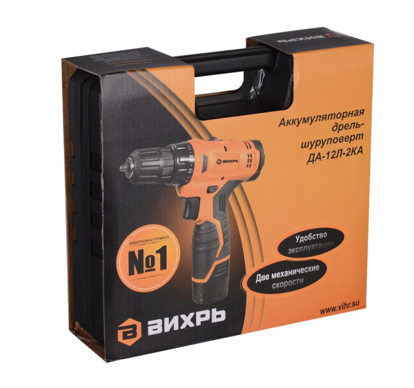 АКЦИЯ! Дрель-шуруповерт аккумуляторная ДА-12Л-2КА (1,5 А/ч) Вихрь, 72/14/26