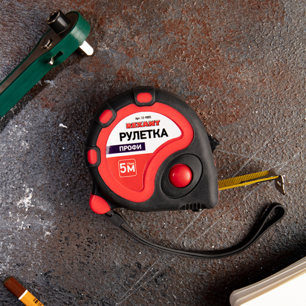 Рулетка " Профи"прорезиненный корпус 5м*19мм Rexant