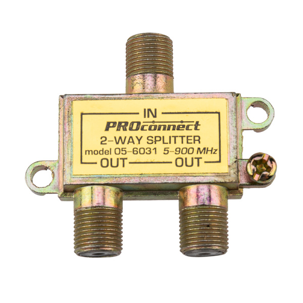 ДЕЛИТЕЛЬ ТВ х 2 под F разъём 5-900 МГц PROCONNECT