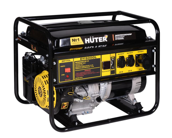 Электрогенератор бензиновый "HUTER" DY8000L (6500Вт) четырёхтактный, 374 г/кВт*ч, 70кг.