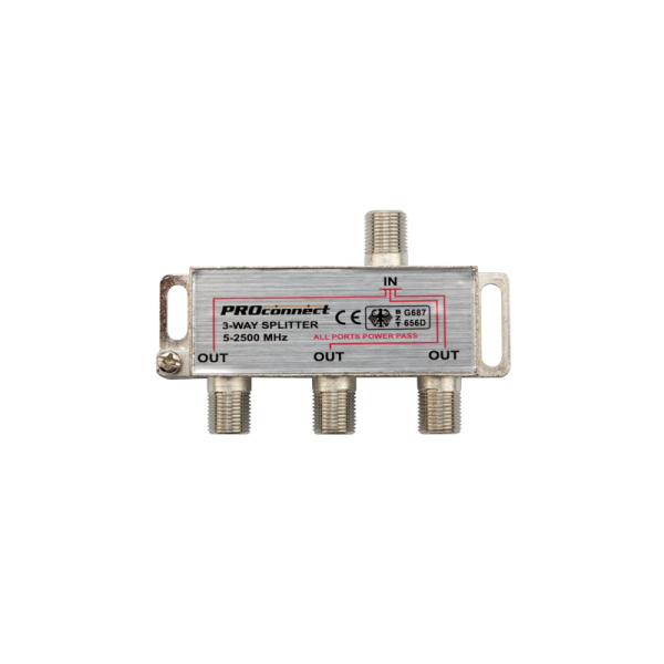 ДЕЛИТЕЛЬ ТВ х 3 под F разъём 5-2500 МГц "СПУТНИК" PROCONNECT