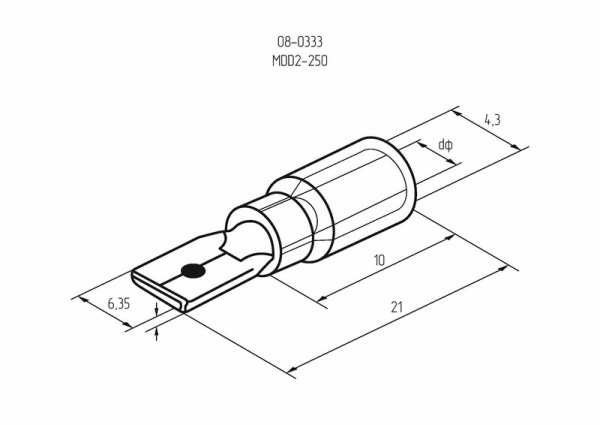 КЛЕММА ПЛОСКАЯ изолированная (штекер) 1.5-2.5мм² ( VM 2- 250 )  REXANT
