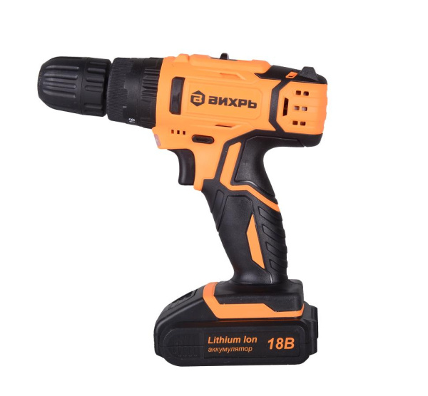 Дрель-шуруповерт аккумуляторная ударная ДА-18Л-2кУ Вихрь, 72/14/17