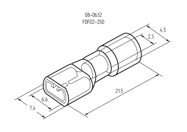КЛЕММА ПЛОСКАЯ полностью изолированная 1.5-2.5мм² (VF2-250A) REXANT