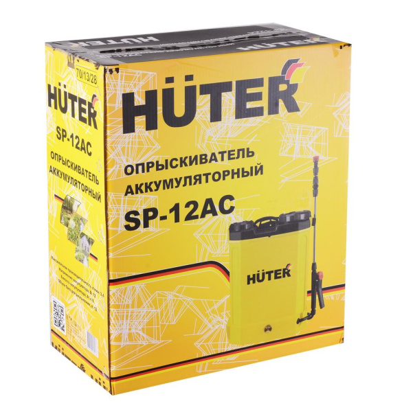 Опрыскиватель аккумуляторный SP-12AC Huter, бак - 12 л, 3.4 л/мин, аккумулятор 8 А*ч, 5 кг, 70/13/28
