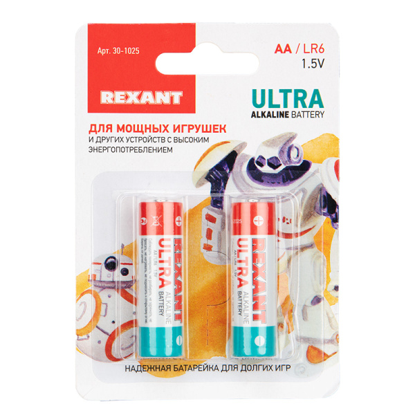 Ультра алкалиновая батарейка AA/LR6 "REXANT" 1,5 V 2800 mAh