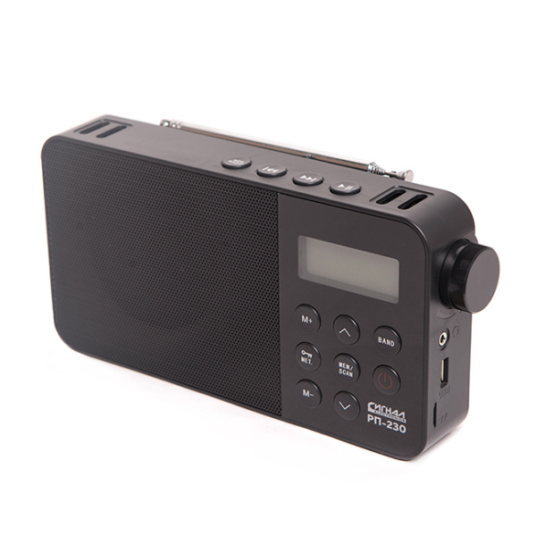 Радиоприемник "Сигнал РП-230", FM 88-108МГц, бат. 3*R20,220V,USB/microSD,диспл,часы,будил,6 мм шайба, 17836