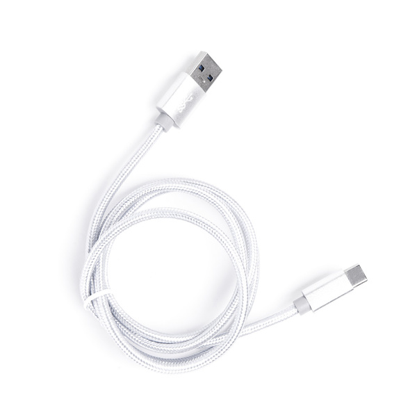 Шнур USB Type-C 3.1 - USB А 3.0, 1 метр (шт/шт), серебряный, Атом, (БЫСТРАЯ ЗАРЯДКА), 31022