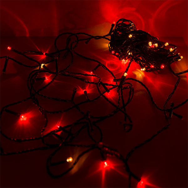 Гирлянда светодиодная "Рисовая" RL-110M, 10M, 100 LED, мультицвет, черный шнур (2634)