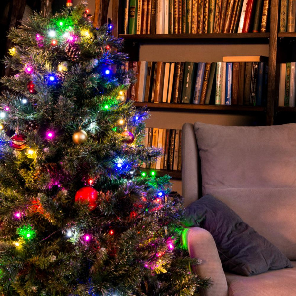 Гирлянда светодиодная "Минишарики", SE-MINI-110M, 10М,100LED,мульти (6цв.),темно-зел.шн.0,7м,контр, Funray