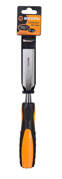 Стамеска-долото 24 мм 2 комп.усиленная рукоятка CrV 73/2/7/5 "ВИХРЬ"
