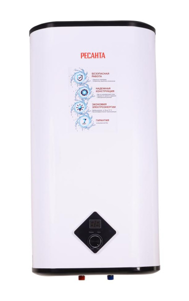 Водонагреватель накопительный ВН-50А Ресанта, цифровой дисплей, УЗО, 2000Вт, (подвод - снизу), 63 мин, 5 лет, 74/5/14