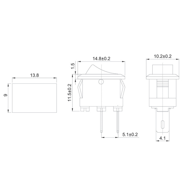 RWB-101 Выключатель 250V 3А (2с) ON-OFF красный Micro (уп. 10шт.)