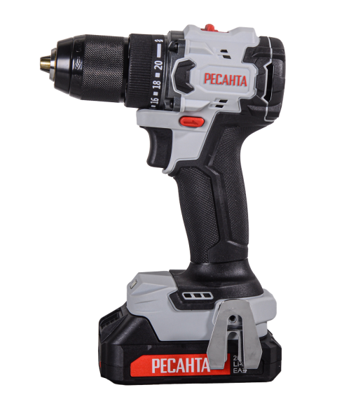 Дрель-шуруповерт аккумуляторная Ресанта ДА-20-2ЛК-БП Li-ion ЕА+, 70Нм кейс (бесщеточный двигатель), 75/14/15