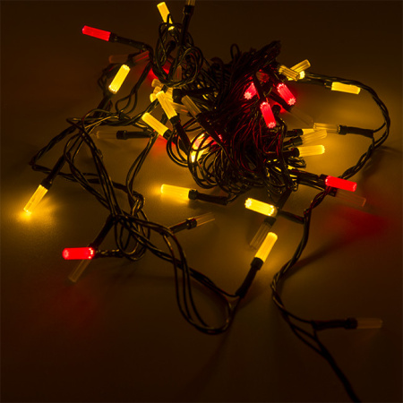 Гирлянда светодиодная "Лучики", SE-BEAM-560M, 5М, 60LED, мульти (4цв.), темно-зел. шнур 0,7м, контр. (2577)