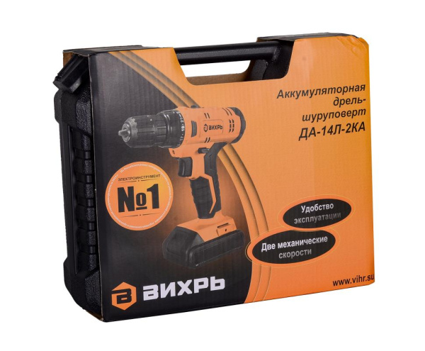 АКЦИЯ! Дрель-шуруповерт аккумуляторная ДА-14Л-2KА (ДА-14Л-2K) (1,5 А/ч) Вихрь, 72/14/20