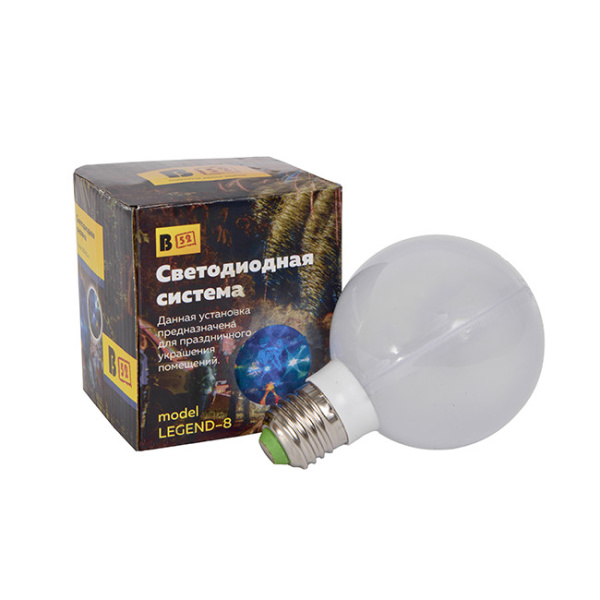 Светодиодная система B52 "LEGEND-8", 220В, цоколь Е27, 3 цв.свечения, прозрачн.корпус, 360гр.освещен