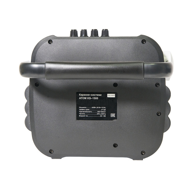 Караоке-система Atom KS-1500, 50Вт, BT (до30м), USB, microSD, AUX, беспр.микроф.