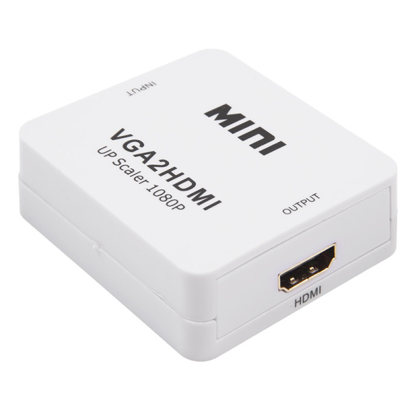 Конвертер VGA + 3.5 mm Аудио на HDMI пластики (вход VGA, выход HDMI)
