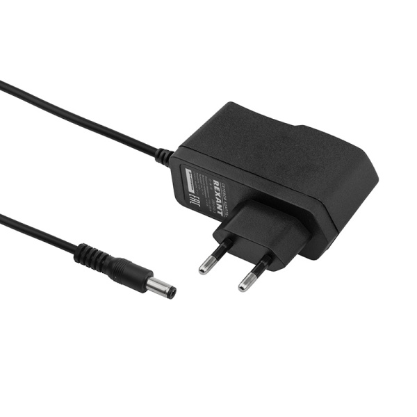 Источник питания 110-220V AC/12V DC, 1А, 12W с DC разъемом подключения 5.5*2.1 REXANT