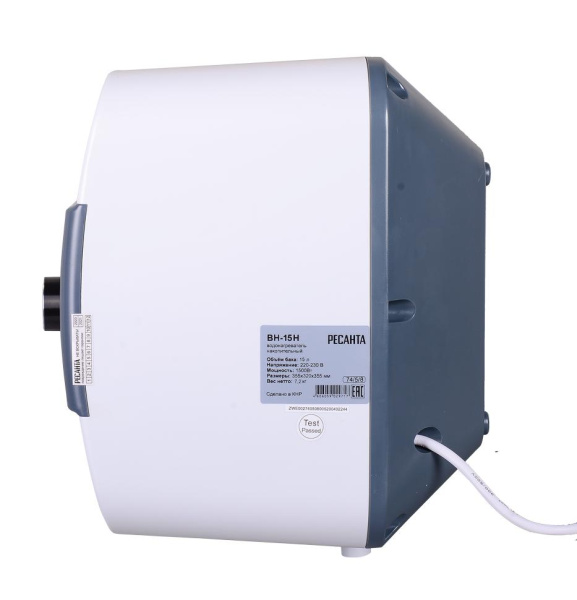 Водонагреватель накопительный  ВН-15Н Ресанта, 1500Вт, (над раковиной), 31 мин, 5 лет, 74/5/8