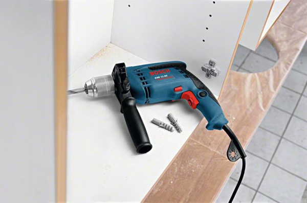 Дрель ударная Bosch GSB 13 RE (ЗВП), ключевой, 600 Вт, 44800 уд/мин, 2800 об/мин, реверс, 1.8 кг, 0152107