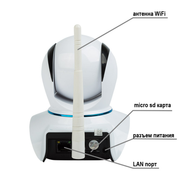 Беспроводная поворотная камера WiFi Smart 1.0Мп, (720P), объектив 3.6 мм., ИК 10 м